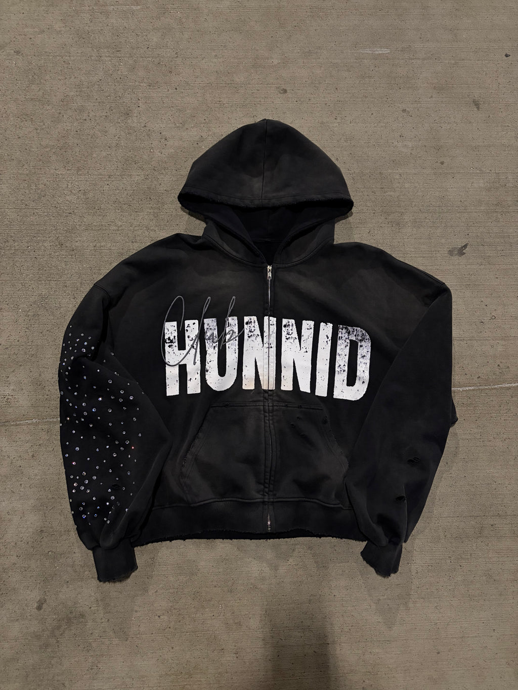 "NOIR" zip-up hoodie