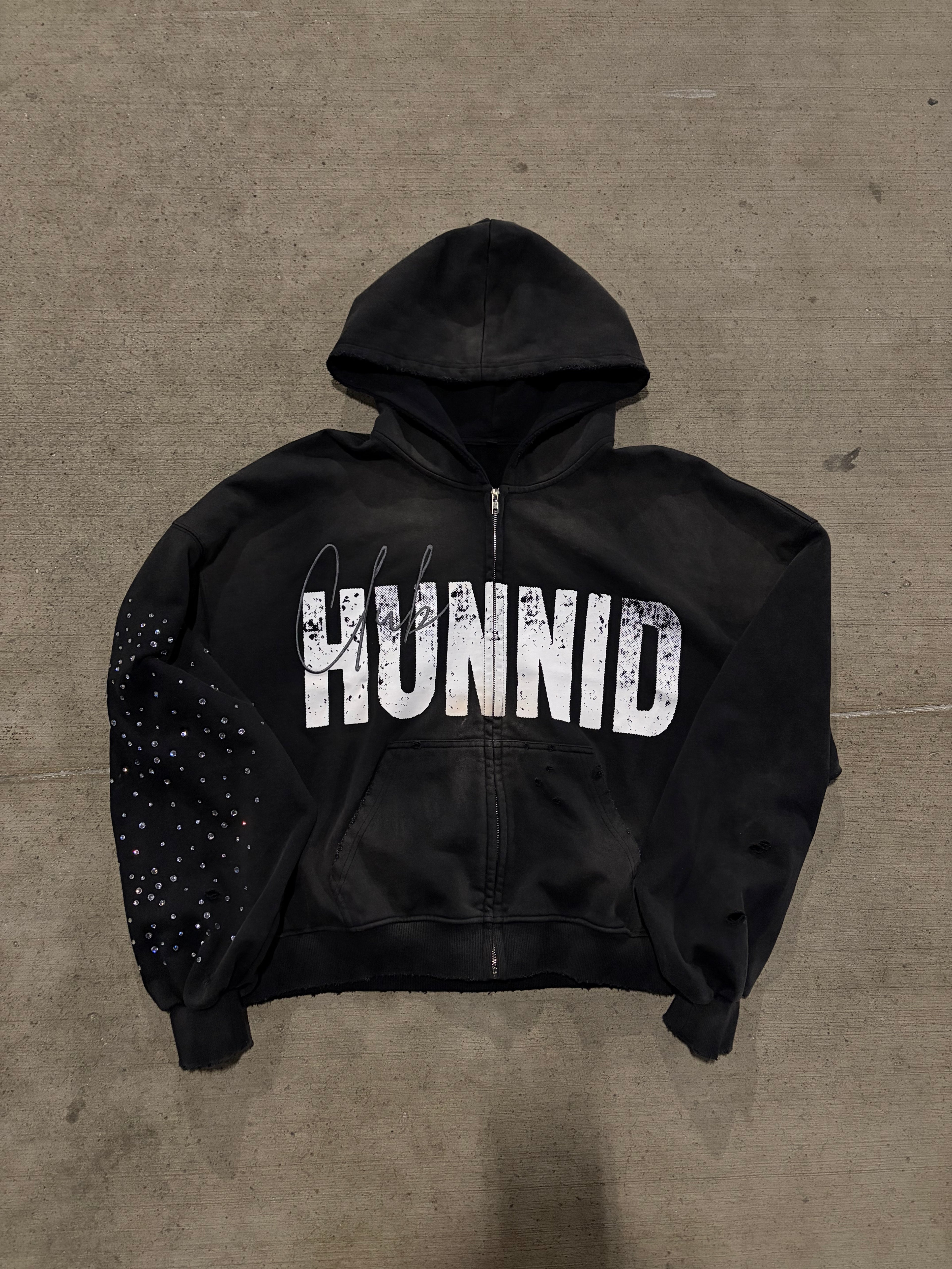 "NOIR" zip-up hoodie